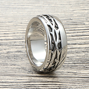 Men's Titanium Steel Flower Pattern <b>Ring</b> Retro Punk Style Stainless Steel Jewelry Gift 27073 - Product Image 3