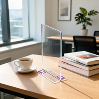 Support de présentation de table en acrylique transparent pour menu, brochure, magazine, porte-documents, organisateur de bureau, logo personnalisable