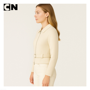 BSCI chứng nhận Hàng dệt kim nhà sản xuất biểu tượng tùy chỉnh phụ nữ polo cổ len gân Áo Khoác Cardigan Áo len với vành đai và khóa - Product Image 3