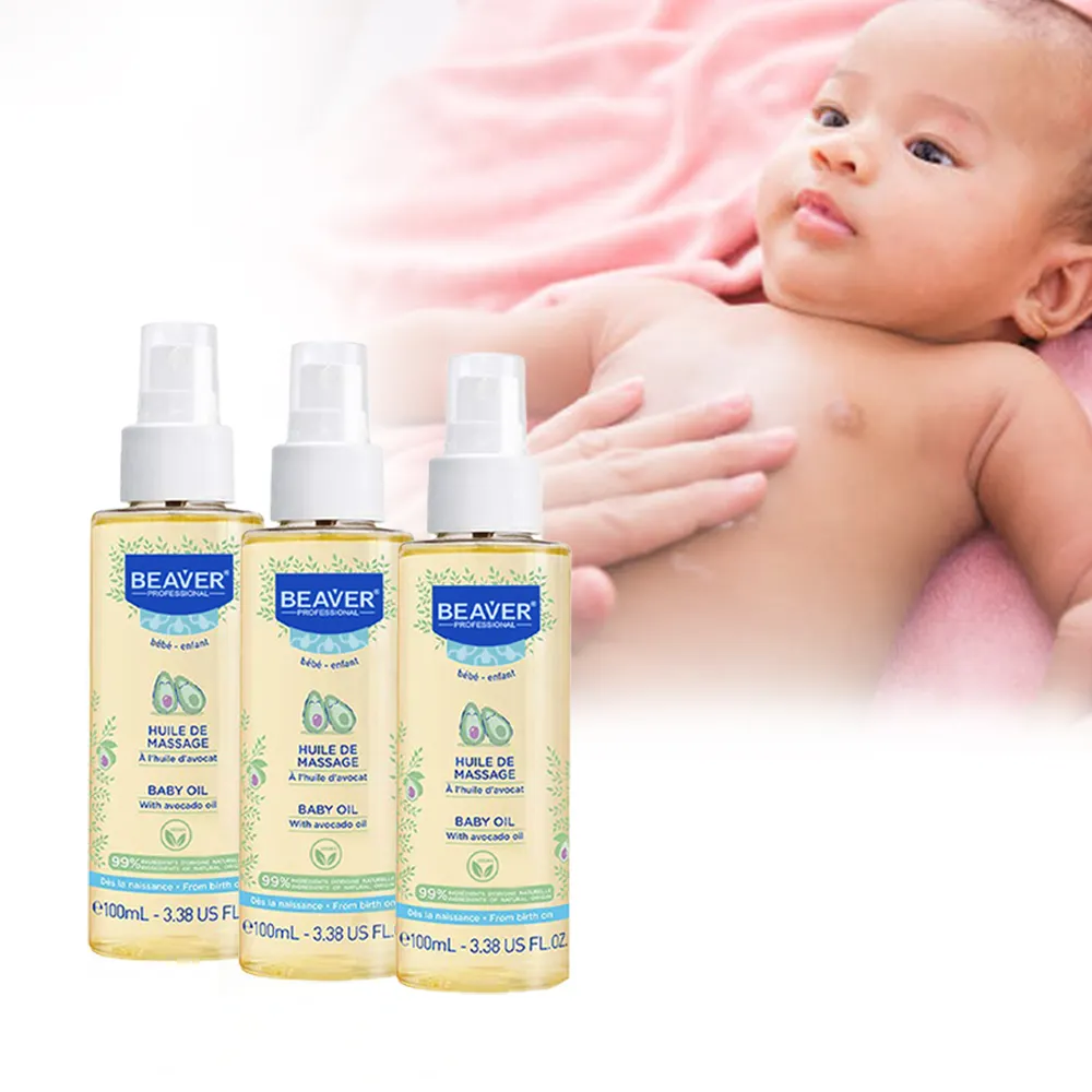 Soins de la peau de bébé de marque privée huile d'avocat à base de plantes hydratante huile de Massage de bébé huile de bébé sans parfum végétalien