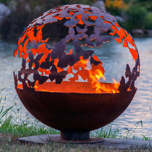 Custom Freestanding Rustic Style Eco-Friendly Corten Steel <b>Globe</b> <b>Fire</b> <b>Pit</b> Rusty Surface for Wood Burning Garden Camping - Product Image 5