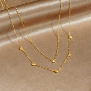 Exquisite Stainless Steel Layered <b>Collar</b> Jewelry Necklaces for Women Fashion Double Layer Zirconia Heart Chic Chain Necklace - Product Image 2