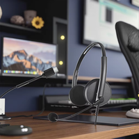 Casque de centre de service clientèle Casques de communication informatique en ligne avec interface ENC, microphone et USB pour vidéoconférence