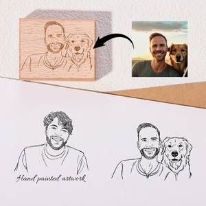 Изготовленный на заказ штамп для портретов, предварительно окрашенный штамп для самостоятельных чернил, резиновый штамп по индивидуальному заказу с фото - Product Image 2