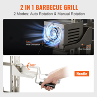 Parrilla de barbacoa eléctrica de carbón de asador giratorio automático de acero inoxidable comercial con parabrisas para cocina interior