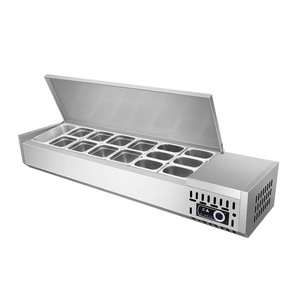<span class=keywords><strong>Comptoir</strong></span> de préparation alimentaire <span class=keywords><strong>réfrigéré</strong></span> commercial en acier inoxydable avec refroidissement par compresseur pour <span class=keywords><strong>bar</strong></span> à salades - Product Image 1