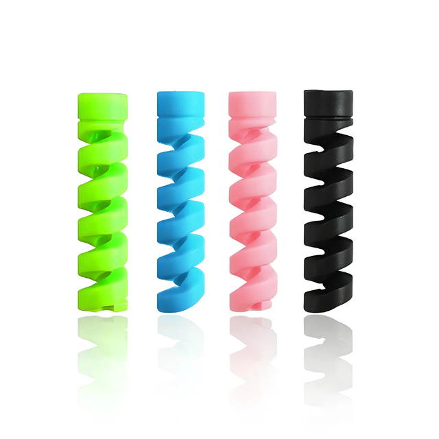 Factory Wholesale Silicone Protectores De Cable Spiral Rubber Cable Protector for Iphone Charging Cable Cord