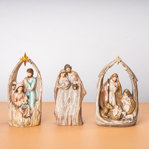 Ensemble de figurines de crèche de Noël en forme d'arbre, 5-5,9 pouces, finition mate, décoration de salon - Product Image 3