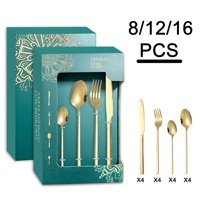 Ensemble de couverts 24 pièces en acier inoxydable, écologique, moderne et minimaliste, style occidental, pour cadeau, avec couteau, fourchette, cuillère et cuillère à dessert, modèle Knight transfrontalier