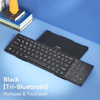 BOW Keyboard lipat Bluetooth, HB318D Bluetooth tipe-c Ultra tipis kantor nirkabel portabel hitam untuk Laptop