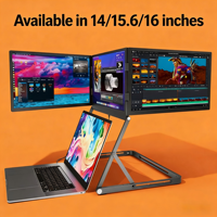 Monitor Laptop Portabel Ultra Tipis Quad 4 Layar Ekstender Satu Kabel Penghubung Kompatibel dengan Windows Mac untuk Perjalanan Bisnis