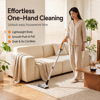 Aspirateur balai sans fil rechargeable 3-en-1 puissant avec moteur à brosse de type C pour la maison