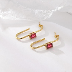 Simple Fashion CZ Zircon <b>Earring</b> Delicate Stainless Steel Geometric <b>Stud</b> <b>Earring</b> - Product Image 6