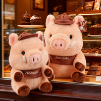 Peluche de sanglier mignonne et habillée, douce, couleur chocolat, pour la vente en gros aux détaillants de cadeaux et la revente