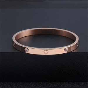 Girl Crystal Popular Non-tarnish Heart Design in Love Cuff Zircon <b>Bracelet</b> for Gifts - Product Image 3
