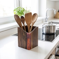 Support à ustensiles de cuisine en bois de noyer noir et résine époxy de luxe, vente en gros, pour plan de travail de cuisine