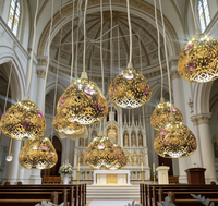 Lustre de Mariage de Luxe, Lampe à 10 Fleurs en Cristal, Décoration d'Événement de Mariage, Luminaires Suspendus en Métal Doré pour Plafond