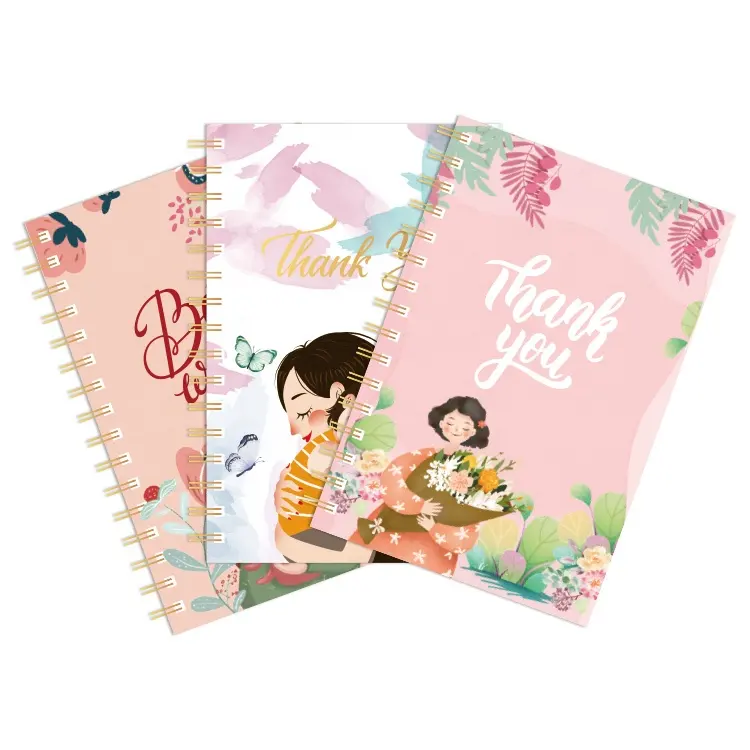 wholesale korean japanese pink stationery hardcover hand book spiral notebook