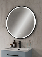 Miroir de salle de bain LED avec cadre en alliage d'aluminium, miroir mural LED givré, interrupteur tactile moderne, anti-buée, doré, à intensité variable, miroir rond LED pour salle de bain