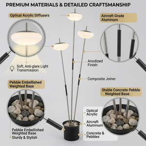 Modern Design Luxury Aluminum LED Floor Lamp for Study Living Room &amp; Bedroom-Adjustable Height &amp; Waterproof - Product Image 4