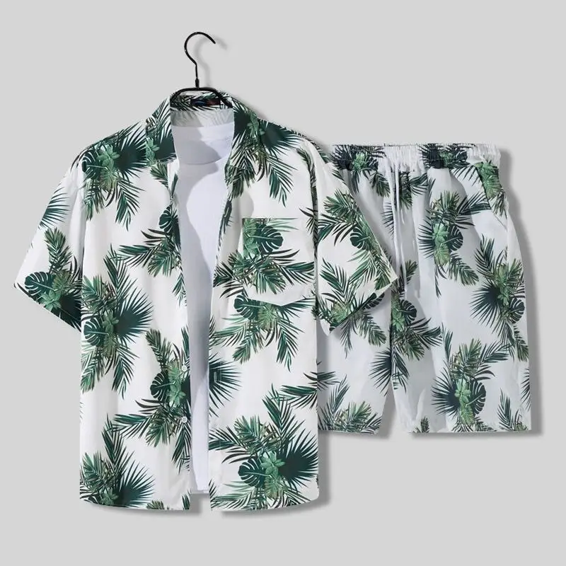 Nuovo arrivo moda estate tuta hawaiana vacanza abbigliamento da spiaggia da uomo abbigliamento abito corto casual 2 pezzi t-shirt set di vestiti