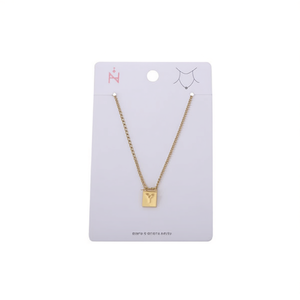 Collana con Ciondolo a Forma di Lettera Z Placcata in Oro Acciaio Inossidabile Gioiello Trendy Unisex Regalo 12x14cm - Product Image 1