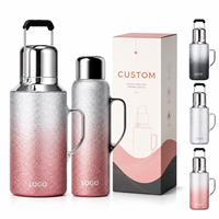 Bouteille d'eau en titane pur de luxe personnalisée, isolée sous vide, anti-fuite, 26/32 oz, avec couvercle, infuseur à thé et poignée, idéale pour cadeau d'affaires