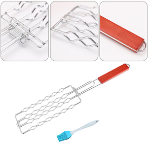 Cesta de red para hornear salchichas de jamón antiadherente con Clip de barbacoa de acero al carbono desmontable para acampar al aire libre - Product Image 5