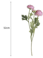 QSLH-V113 Bunga Peony Buatan 3 Kepala Bunga Ranunculus Pink Sentuhan Nyata Ranunculus untuk Dekorasi Rumah