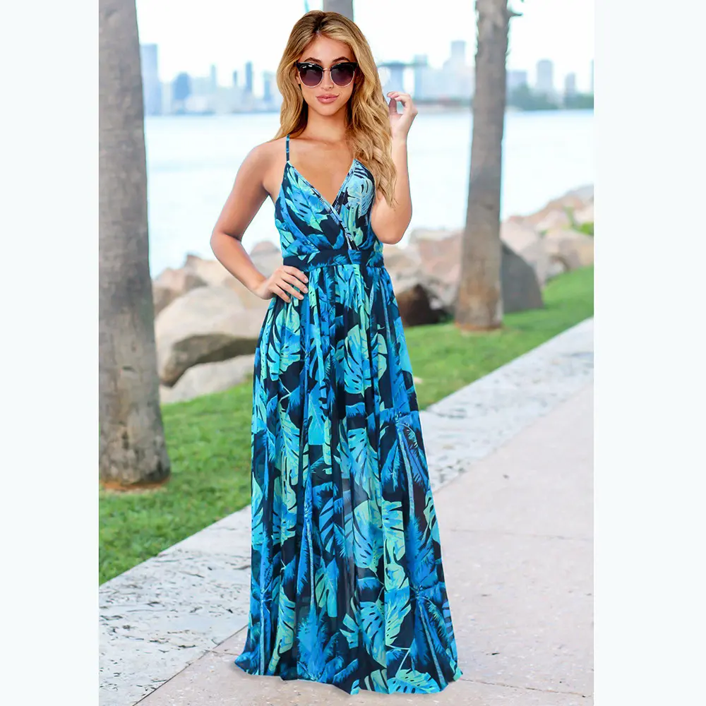 2022 High quality Spring Summer Printed Women's Dress Ethnic Sleeveless Patchwork Long Women Maxi Casual Dresses Clothing