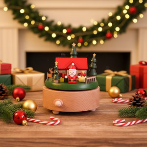 Caja de Música Navideña de Madera, Árbol de Navidad Musical Giratorio, Caja de Regalo, Decoración Navideña, Regalos para Mesa - Product Image 1