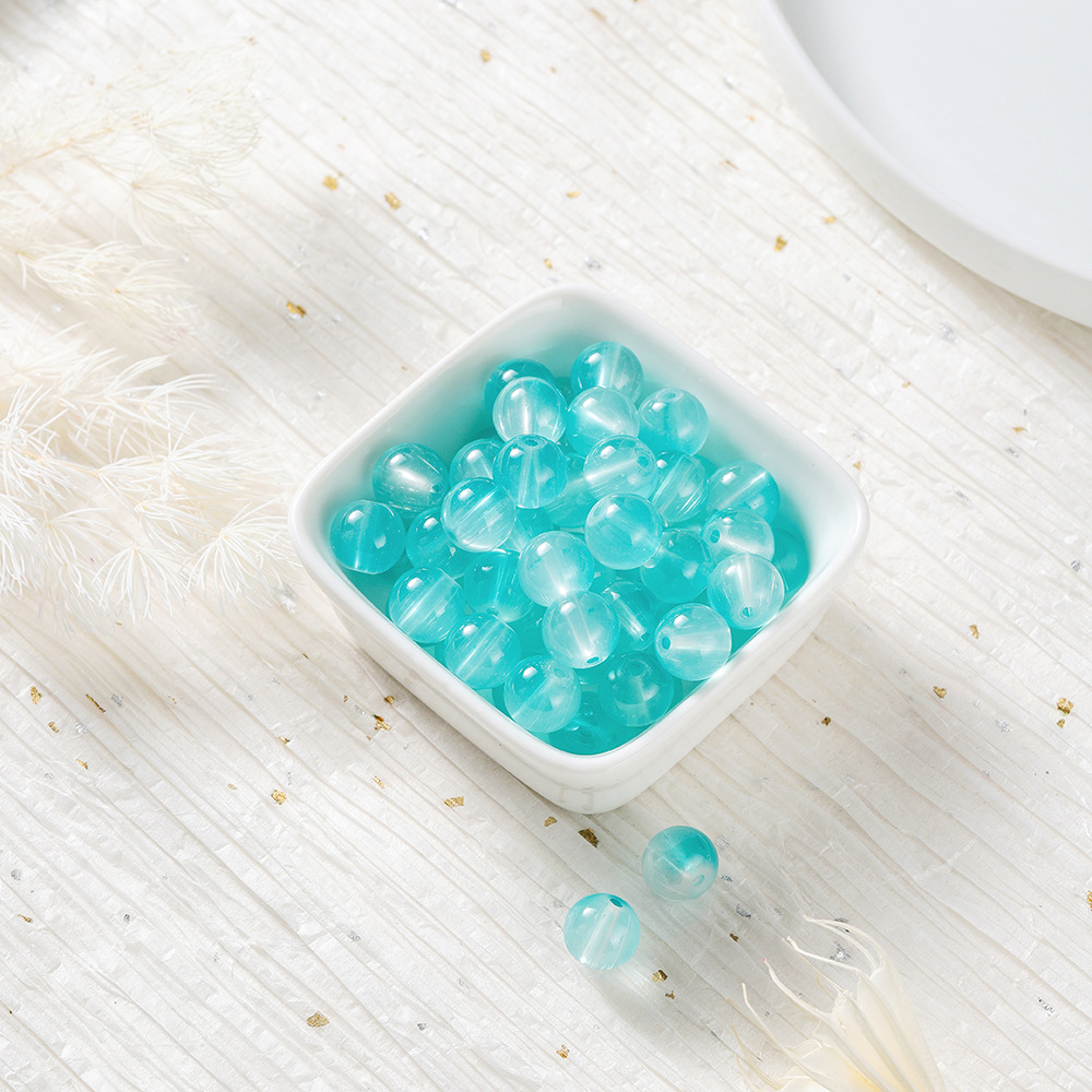 Perles de verre bicolores - bleu et blanc