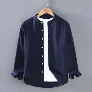 Nouvelle Chemise Décontractée <span class=keywords><strong>Homme</strong></span> 2025 en Coton et Lin à <span class=keywords><strong>Col</strong></span> Rabattu Manches Longues Multicolore Réversible pour l'Été, Idéale pour le Quotidien, la Plage et le Bureau - Product Image 2