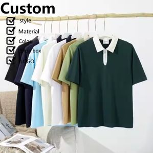 เสื้อโปโลโอเวอร์ไซส์ผ้าฝ้าย100% ทรงหลวมเสื้อโปโลพิมพ์ลาย DTG กำหนดได้เอง - Product Image 1