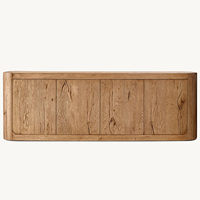 Meuble TV Rhoohill personnalisé pour salon, en bois naturel, 4 portes, style vintage américain, console multimédia longue en bois