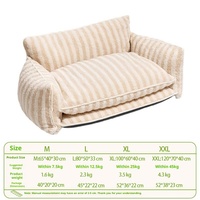 Umweltfreundliches Karton-Verpackungs-Hundebett mit gestreiftem Stoffbezug für Hunde/Katzen/kleine Tiere, abnehmbarer Bezug, weich und bequem