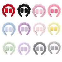 OEM LABEL Bandeau de spa pour le lavage du visage, Bandeau éponge pour le maquillage, Bandeau en tissu éponge doux et moelleux, Ensembles de bandeaux pour femmes et filles