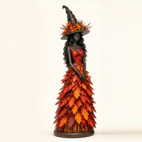 Figura de Resina de Bruja Mágica de Otoño, Adorno de Figura de Bruja, Decoración Artesanal de Resina para Mesa de Halloween, Venta al por Mayor