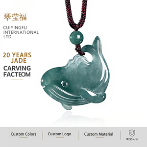 หยกธรรมชาติสีน้ำเงินหยกน้ำเงินรูปปลาวาฬจิ๋วจี้หยกสไตล์จีนดีไซน์ดั้งเดิมของแท้ของขวัญสำหรับทุกเพศพร้อมใบรับรอง DW119 - Product Image 1