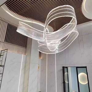 Grande Lampadario di Design Moderno per Hotel, Villa e Hall, con Decorazioni a Nastro, in Vetro Soffiato, Sospensione Bianca, su Misura per Progetti Professionali - Product Image 5