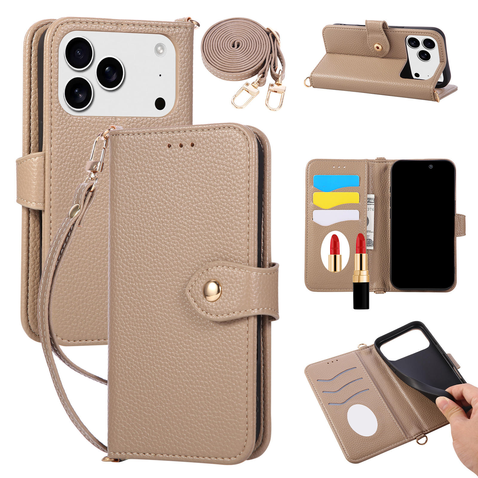 Marron * cuir flip fourre-tout crossbody