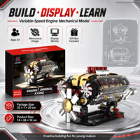 Modelo de Motor V8 Clásico Avanzado, Juego de Bloques de Construcción de Plástico Eléctrico STEM para Niños de 5 a 14 Años, Personalizable