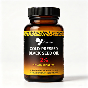 Capsules de supplément alimentaire d'huile de nigelle pressée à froid, 60 gélules molles, marque privée personnalisée, avec Thymoquinone - Product Image 1