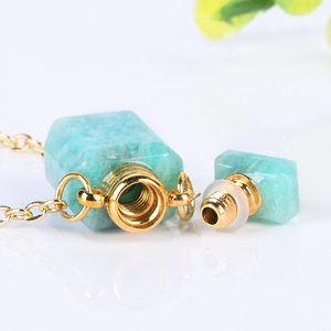 Collier flacon de parfum en pierre naturelle, pendentif en cristal multicolore pour huiles essentielles, pour l'aromathérapie - Product Image 3
