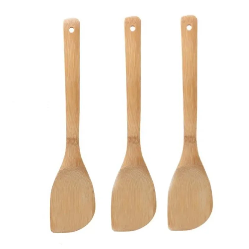 30x6cm Long Hand Bamboo Wooden Spatula Turner Natural Non-toxic Bamboo Fiber Utensils Tableware Set For Kitchen