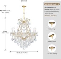 Lustre en cristal Maria-Thérèse de luxe en cristal K9 pour salle à manger, salon, chambre, entrée
