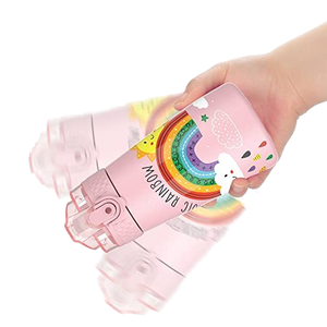 350ml Portable Double Wall Stainless Steel Insulated Students' Water <b>Bottle</b> With Straw Eco-friendly - Product Image 5