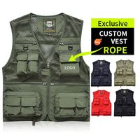 Veste en nylon pour homme, vêtements de travail, respirante, multi-poches, pour la pêche, la photographie, le journalisme, broderie personnalisée, logo sur mesure