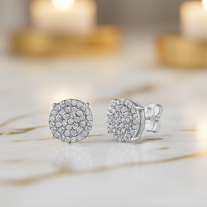 Pendientes de Diamantes de Oro Blanco, Corte Brillante Redondo, Color G, Diamantes Naturales, Estilo Clásico, Joyería de Plata para Uso Diario de Mujer - Product Image 2