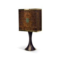 Meuble à vin de style moderne Furnistyle pour la cuisine, en contreplaqué + placage, finition brillante, verre, acier inoxydable, personnalisable